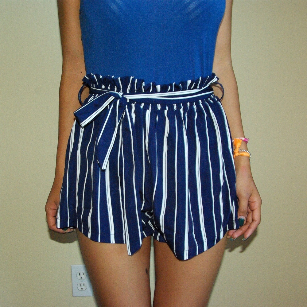 Fabric Shorts with Tie Belt